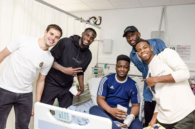 Christmas surprise for children at Chelsea and Westminster Hospital as Chelsea FC drop in for a special visit