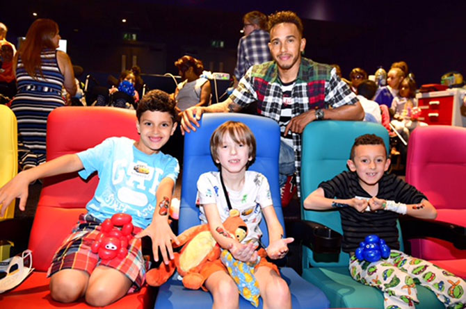 Lewis Hamilton treats young patients to an afternoon in the fast lane at Chelsea and Westminster Hospital