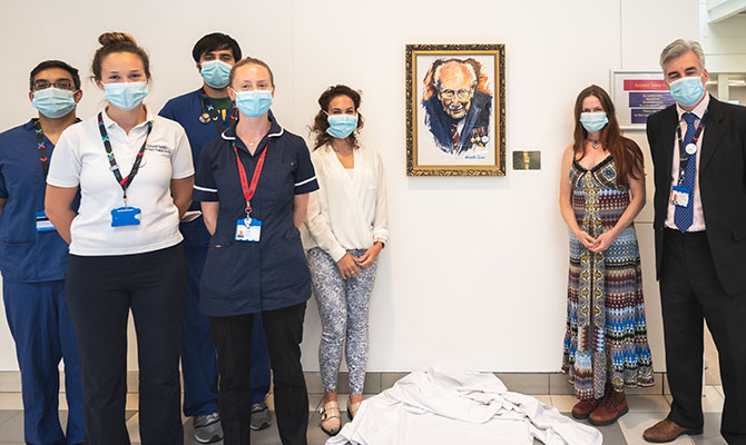 Local artist’s portrait of Sir Tom Moore donated to Chelsea and Westminster Hospital